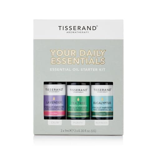 Image of Tisserand - Your Daily Essentials Kit - Lavender, Tea Tree, and Eucalyptus Essential Oils - Massage, Bath, Inhalation, Skin and Diffuser Essential Oils - 9 ml Bottles