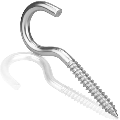 Image of DIYUK Cup Hooks Screws 80mm x 8.0mm (Pack of: 2) Ceiling Screw in Heavy Duty Wood Thread Steel Zinc Plated
