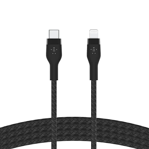 Image of Belkin BoostCharge Pro Flex Braided USB Type C to Lightning Cable (1M/3.3FT), MFi Certified 20W Fast Charging PD Power Delivery for iPhone 14/14 Plus, 13, 12, Pro, Max, Mini, SE, iPad and More - Black