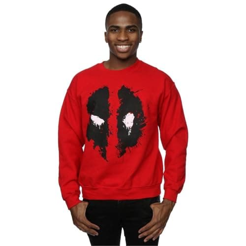 Image of Marvel Men's Deadpool Splat Face Sweatshirt Medium Cherry Red
