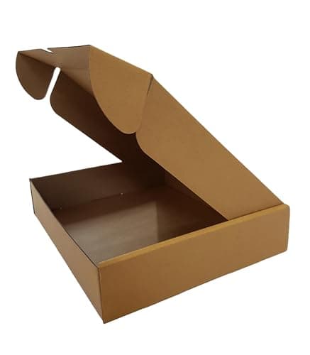 Image of iDEALS UK PACKAGING LTD folding lid postal cardboard boxes 236 x 197 x 47mm mail small parcel/packet tuck-in flaps flat packed easy to assemble - Pack of 20