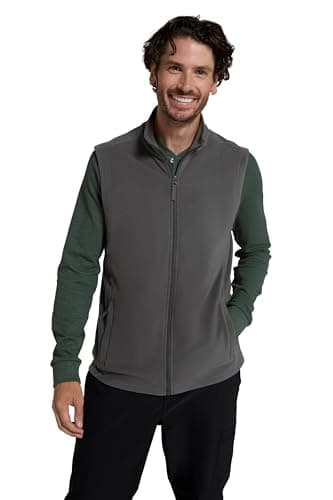 Image of Mountain Warehouse Alder Mens Gilet - Lightweight Body Warmer, Comfortable Gilet Vest, Quick Drying Fleece, Zip Up Spring Summer Coat - Perfect for Layering Dark Grey 2XL