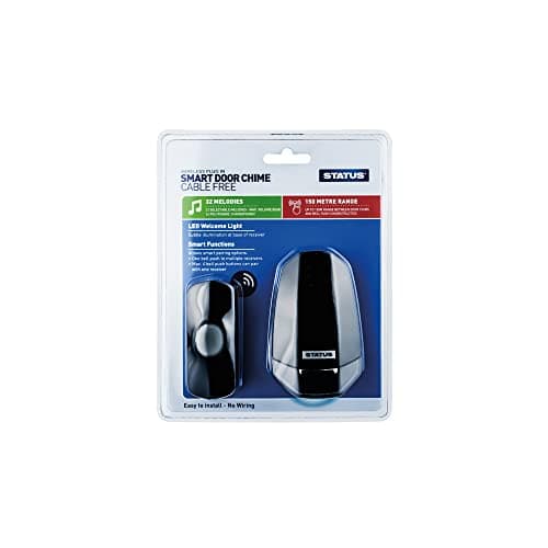 Image of STATUS Wireless Door Bell Black | Waterproof Ring Door Chime with LED Welcome Light | 150 Meters Range with 32 Melodies | SBPDCNLCF1PK10