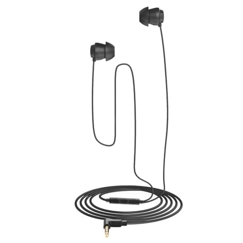 Image of GEEKRIA Sleep Earbuds with Mic & Volume Control, Noise Isolating Wired Earphones 3.5mm, Ultra Soft Mini In-Ear Headphones for Side Sleeping, ASMR, White Noise, Travel (Black)