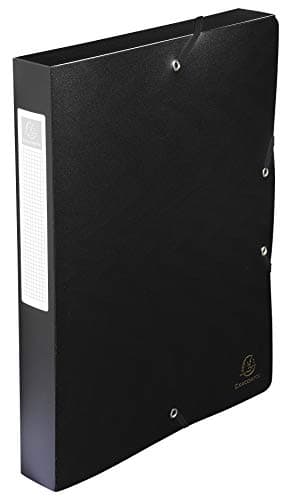 Image of Exacompta - Ref 59781E - Uni PP Elasticated Filing Box - 250 x 330mm in Size, Suitable for Holding A4 Documents, 40mm Spine, Opaque Polypropylene, Spine Label - Black