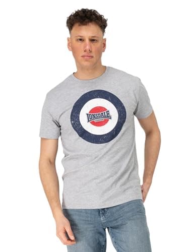 Image of Lonsdale Male-Adult Trevose T-Shirt, Marl Grey/Navy/White, L