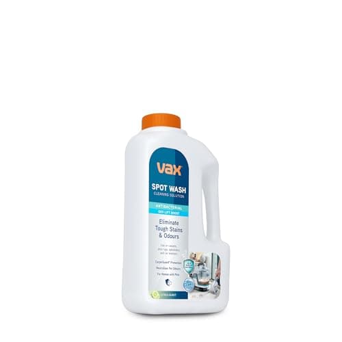 Image of Vax SpotWash Antibacterial 1L Spot Cleaning Solution, Upholstery Carpet Stain Remover Shampoo, Citrus Burst Scent, Removes 99% of Bacteria, Breaks Down and Lifts Tough Stains, ‎1-9-143107, White