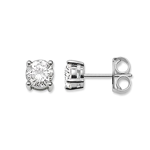 Image of Thomas Sabo Women Stud Earrings Zirconia White 925 Sterling Silver H1739-051-14