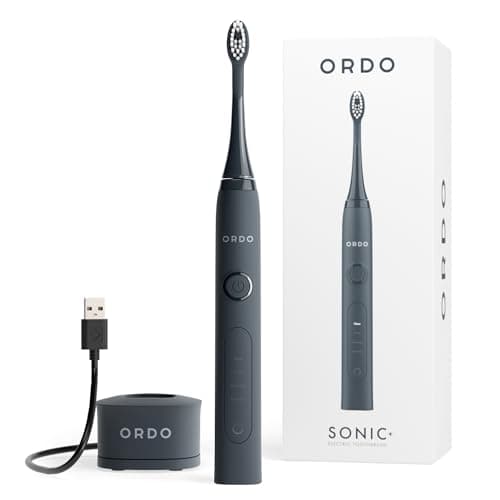 Image of Ordo Sonic+ Electric Toothbrush for Adults, Advanced Tech, 4 Brushing Modes, Fast Rechargeable, Sonic Toothbrushes Over 4 Weeks Battery Life, Silicone Polishing Element, USB Charger, Charcoal Grey