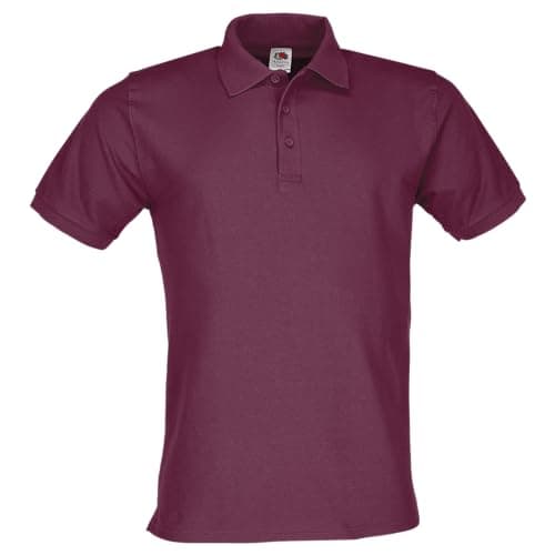 Image of Fruit of the Loom Men's Premium Short Sleeve Polo Shirt, Burgundy + free Myshirt fabric bag, L