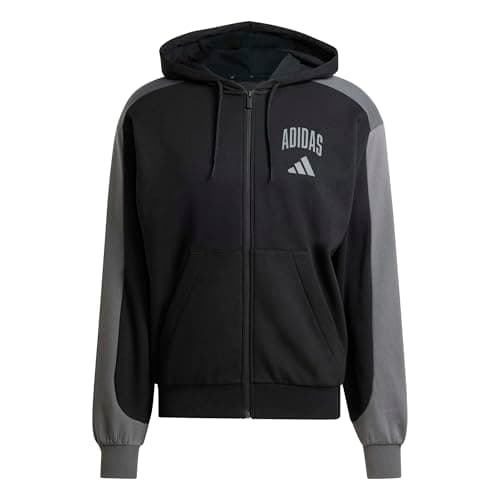 Image of adidas Men's COLLEGIATE FLEECE FULL-ZIP, black/grey six, M
