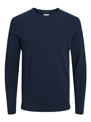 Image of Jack & Jones Men's Jjebasic Knit Crew Neck Noos Jumper, Blue (Navy Blazer), XL UK