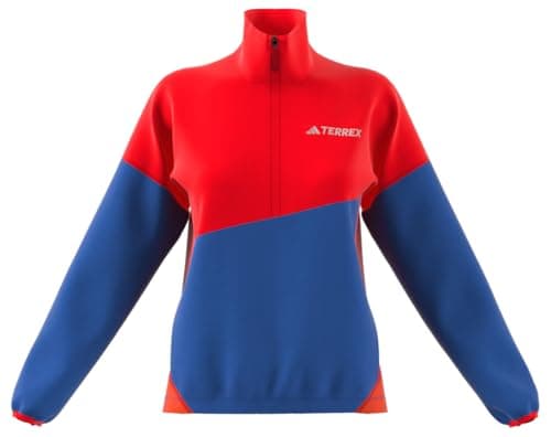 Image of adidas Women's Terrex Multi CLIMAWARM Fleece Anorak, pure ruby/semi cobalt blue/semi impact orange, XXL