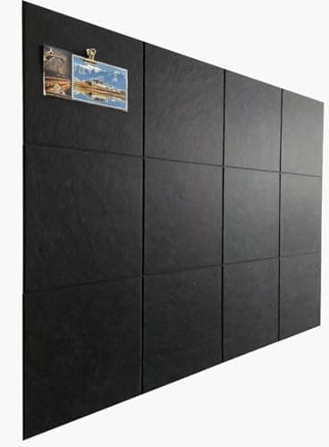 Image of ZOGGON 12-Pack Black Felt Wall Tiles(30cm x 30cm Each), 120cm x 90cm Large Cork Board Alternative, Self-Adhesive Bulletin Pin Board for Office Home Kitchen Photos & Memos