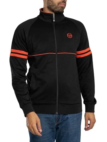 Image of Sergio Tacchini Men's Orion Track Jacket, Black/Tangerine Tango, S