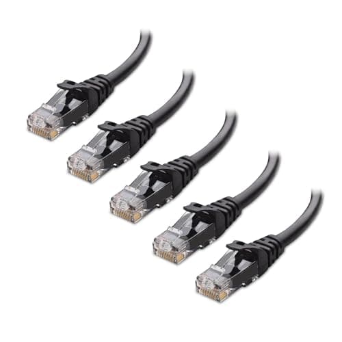 Image of Cable Matters 5-Pack 10Gbps Snagless Short Cat6 Ethernet Cable 1.5m (Cat6 Cable, Cat 6 Cable) in Black 1.5 Meter