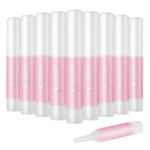 Image of Extra Strong Nail Glue 10 Pcs, 2g Professional Brush-On Adhesive for False Nails & Press On Nails, Quick Drying Super Strong Tip Glue for Acrylic Nails, Rhinestones & Home Salon Use