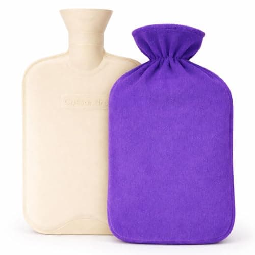 Image of Cassandra Hot Water Bottle with Plain Coloured Fleece Cover, 1.8 L, Assorted Color