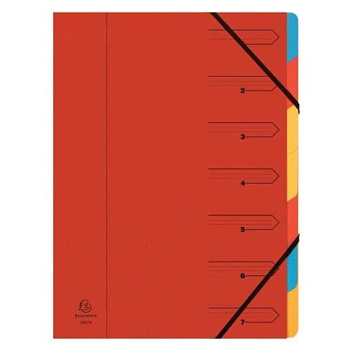 Image of Exacompta Europa 7-Part Organiser 400gsm Pressboard A4 Red 5221Z +Free FINCHLEY Refill Pen