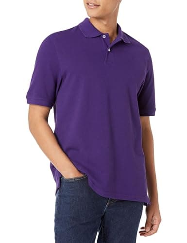 Image of Amazon Essentials Men's Regular-Fit Short-Sleeve Cotton Piqué Polo Shirt (Available in Big and Tall), Dark Purple, XXL