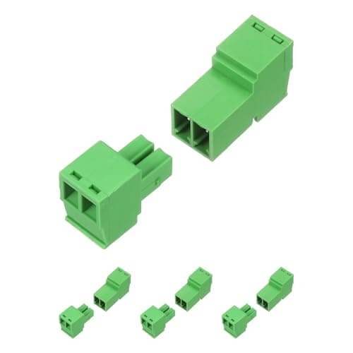 Image of sourcing map 4 Set 2 Pin 3.5mm Pitch PCB Mount Screw Terminal Block Connector, Right Angle Pluggable Plug for DIY Electronics Audio Power Modules 26-16AWG Cable