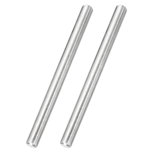 Image of sourcing map 2Pcs Fully Threaded Rod, M12 x 1.25mm Pitch 304 Stainless Steel Right Hand Fine Threads Studs, 150mm/6" Long Threaded Screw Rods Fasteners for Anchors Bolts Hangers Clamps U Bolts