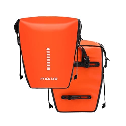 Image of MOSISO 18L Bike Panniers 2 Pack, Waterproof Large Capacity Bicycle Panniers, Bike Shoulder Bag Rear Rack Luggage Trunk Bag with Reflective Strips for Road Mountain Cycling Traveling, Orange