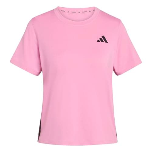 Image of adidas Women's Train Essentials 3-Stripes Workout T-Shirt, st Tropic Bloom/Black, L