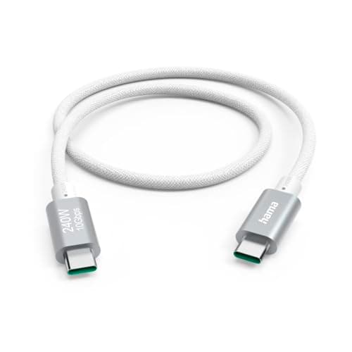 Image of Hama USB-C Cable 1.5m (Fast Charging Cord USB-C to USB-C, with E-Mark Chip, 10 Gbps High-Speed Data Transfer, USB 3.2 Gen2, Full Featured, for PC, MacBook, Smartphones etc.) White