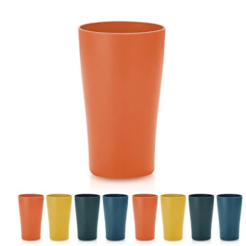 Image of Kyraton Plastic Cups Reusable 8 Pieces, Unbreakable Water Drinking Cup, Tumblers for Indoor Outdoor Travel Poolside Bathroom Adult Light Weight Easy to Carry BPA Free (Orange)
