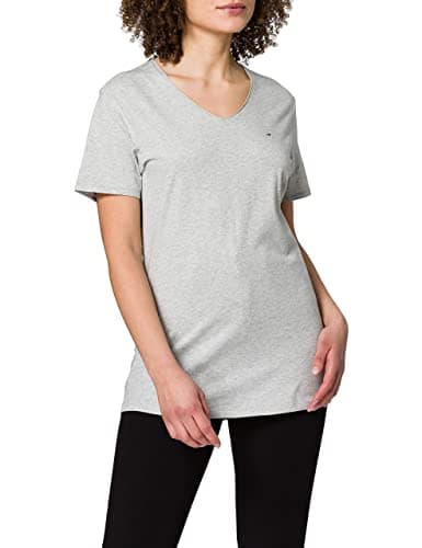 Image of Tommy Jeans Men's TJM Slim Jaspe V Neck, Lt Grey HTR, XX-Large