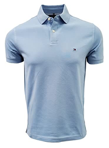 Image of Tommy Hilfiger Mw0mw17770 1985 Men's Straight Fit Polo Shirt, Blue/Light Blue, L