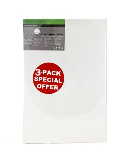 Image of Daler-Rowney Simply Stretched Canvas, Medium Grain, 250 gsm, 16mm Deep, 20 x 24in - 50 x 60 cm, White, 3 Pack