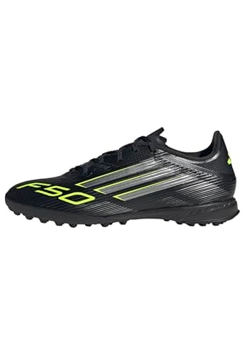 Image of adidas Unisex F50 League Turf Football Boots, Core Black/Iron Metallic/Lucid Lemon, 10 UK