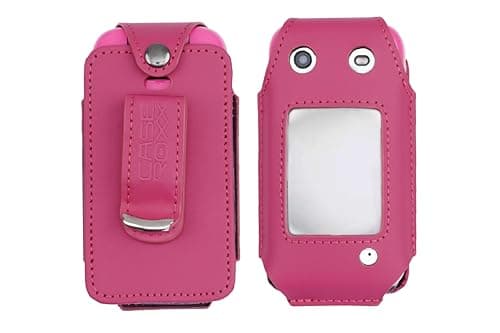 Image of caseroxx Leather-Case with belt clip compatible with Nokia, HMD 2660 Flip, Barbie Phone made from genuine leather, Pouch with belt clip and viewing window in pink