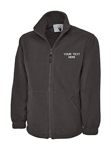 Image of Personalised Embroidered UC604 Your Text Here Micro Fleece Jacket Adult Unisex Top(L, Charcoal)