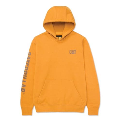 Image of CAT Caterpillar Banner Hoodie Adults Yellow Extra Large Mens