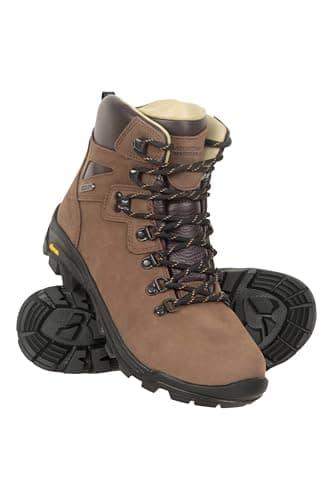 Image of Mountain Warehouse Odyssey Waterproof Boots - IsoDry Mens Shoes, Breathable, Nubuck Leather Hiking Footwear, EVA Cushioned -For Spring Summer, Camping, Travelling Brown Adult Shoe Size 11.5