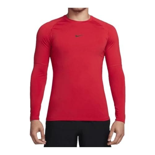 Image of Nike Men's Pro Dri Slim Long-Sleeve Fitness Top, University Red/Black, Large