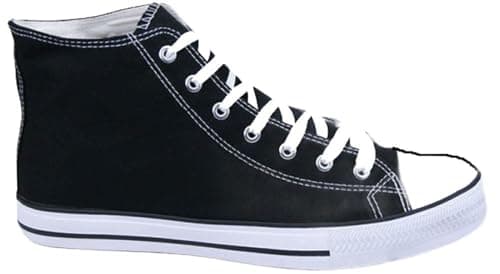 Image of Divadames Womens High Top Lace Up Flat Canvas Pumps Ladies Casual Plain Shoes Size (Black, UK Footwear Size System, Adult, Women, Numeric, Medium, 3)