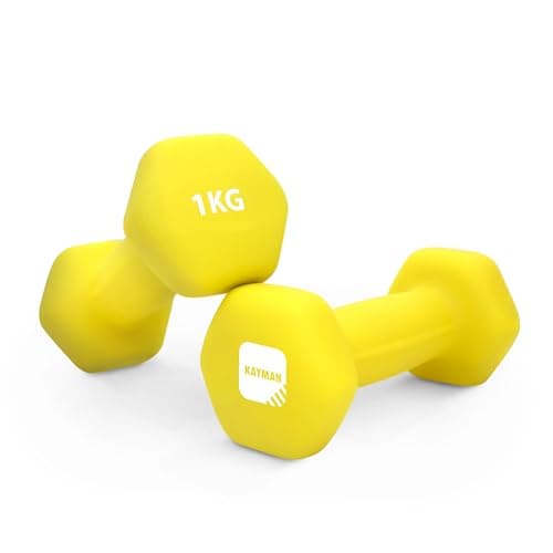 Image of KAYMAN Neoprene Dumbbells with Free Poster – Weight Set for Home Gym | Fitness Training Equipment | Anti-Slip Grip Material | Comes with Workout Guide | Pair of 1kg 2kg 3kg 4kg 5kg 6kg 8kg 10kg (1)