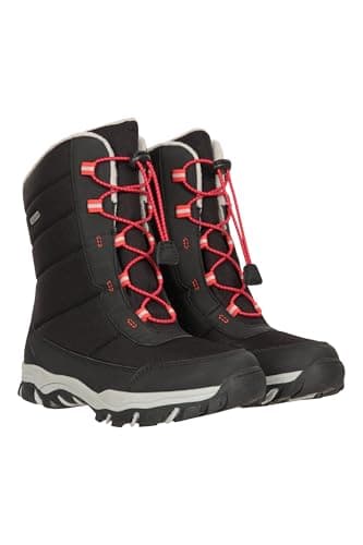 Image of Mountain Warehouse Ohio Youth Snow Boots - Breathable, Waterproof & Quick Drying Childrens Boots - IsoTherm Heat Retention - Ideal For Winter Holidays - For Boys & Girls Black Junior Shoe Size 2