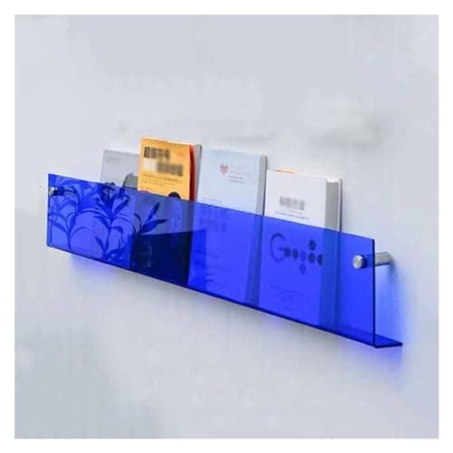 Image of WEITINGKKK Floating Shelves for Wall Acrylic Floating Shelves Invisible Acrylic Floating Wall Shelf,Wall Mounted,Transparent 5mm Thick Bathroom/Living Room/Bedroom Display Stand(Blue,30cm/11.8in)