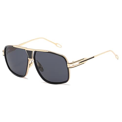 Image of kimorn Sunglasses For Men Retor Goggle Metal Frame Classic Eyewear AE0336 (Gold&Black, 62)