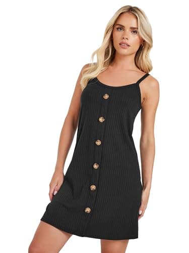 Image of PixieGirl Petite Black Button Front Sleeveless Dress Petite