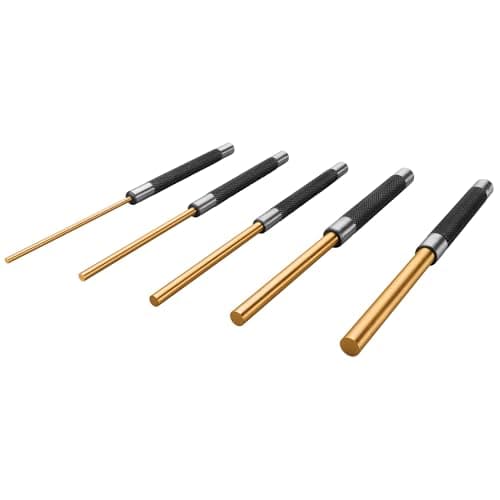 Image of Performance Tool W759 Brass Roll Pin Punch Set to Remove Pins with Knurled Steel Handles for Good Grip, 8-Inches, 5-pc