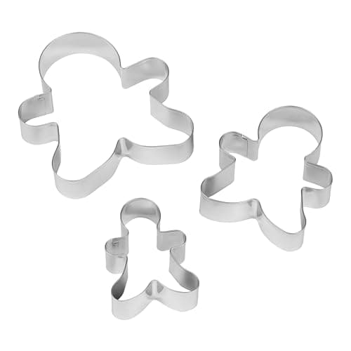Image of Chef Aid Gingerbread Man Cookie Cutter Set, Stainless Steel Cutters in 3 Sizes Measuring 10.5 cm, 8 cm and 6.5 cm, Ideal for use with Gingerbread Dough, Cookie Dough, Pastry, Icing and Shortbread