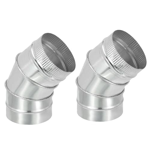 Image of PATIKIL 5" OD 45 Degree Elbow Duct Pipe Connector, 2 Pack HVAC Ventilation Chimney Flue Tube Connector Galvanized Iron Adapter Crimped for Vent Exhaust Stovepipe