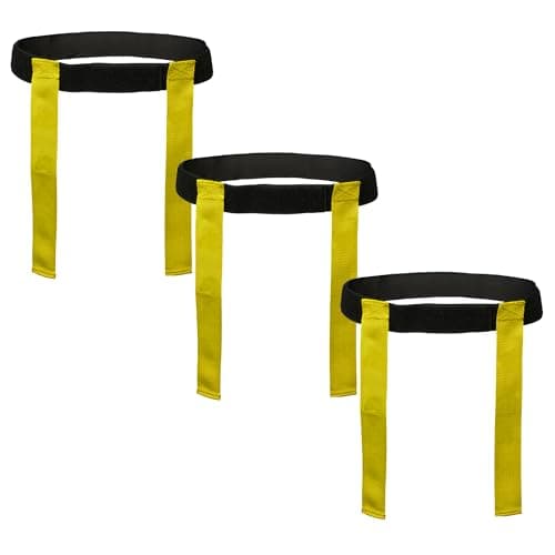 Image of ND Sports Touch Rugby Tag Belt Set – Adjustable Belts & Flags – Durable Nylon Training Equipment for Kids & Adults – School PE, Team Sports, Club Games, Fitness & Agility Training (Yellow, Pack 3)