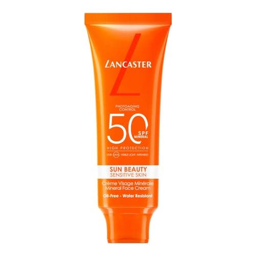 Image of Lancaster Sun Beauty Sensitive Skin Mineral Face Cream SPF50 50ml, Broad Spectrum Sun Protection, With Tan Activator Complex, Lightweight Texture, Water Resistant Formula, Suitable for All Skins